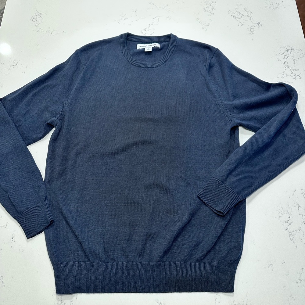 Mens Amazon essential Navy blue crewneck sweater